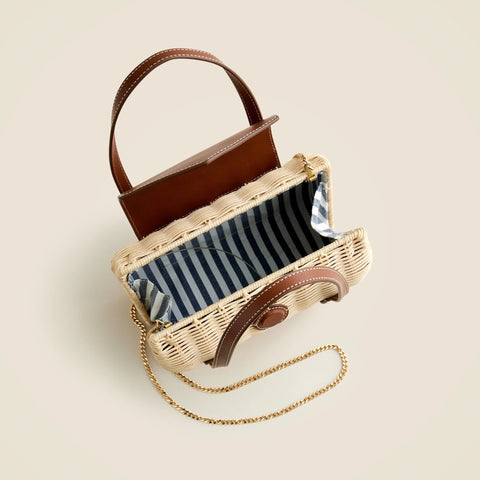 Small rattan top-handle bag
