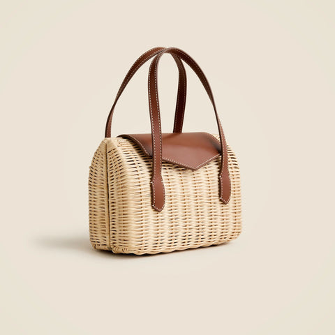 Small rattan top-handle bag