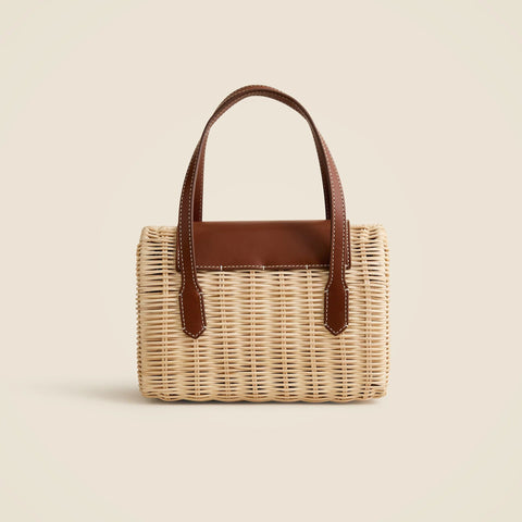 Small rattan top-handle bag