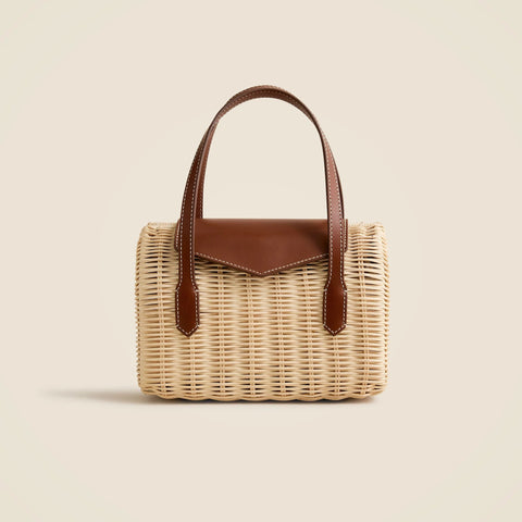 Small rattan top-handle bag