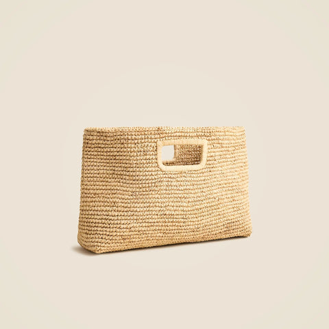 Handknotted raffia rectangular clutch