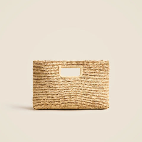 Handknotted raffia rectangular clutch