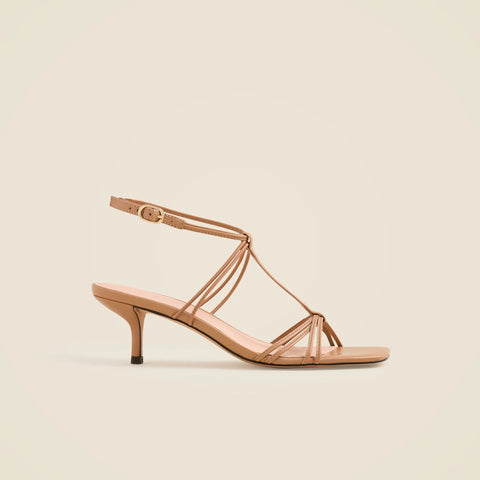 Strappy kitten heel sandals in leather