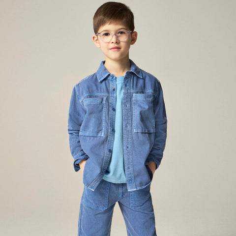 Kids' garment-dyed denim shirt
