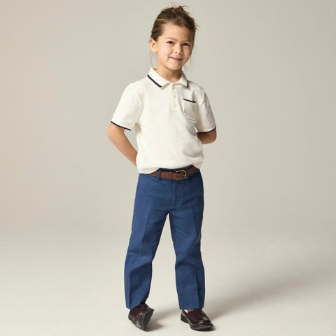 Kids' short-sleeve tipped sweater-polo in cotton