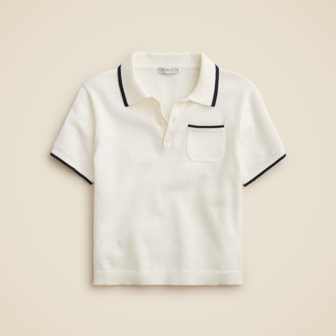 Kids' short-sleeve tipped sweater-polo in cotton