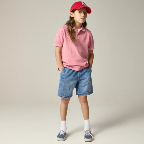 Kids' washed piqué polo shirt