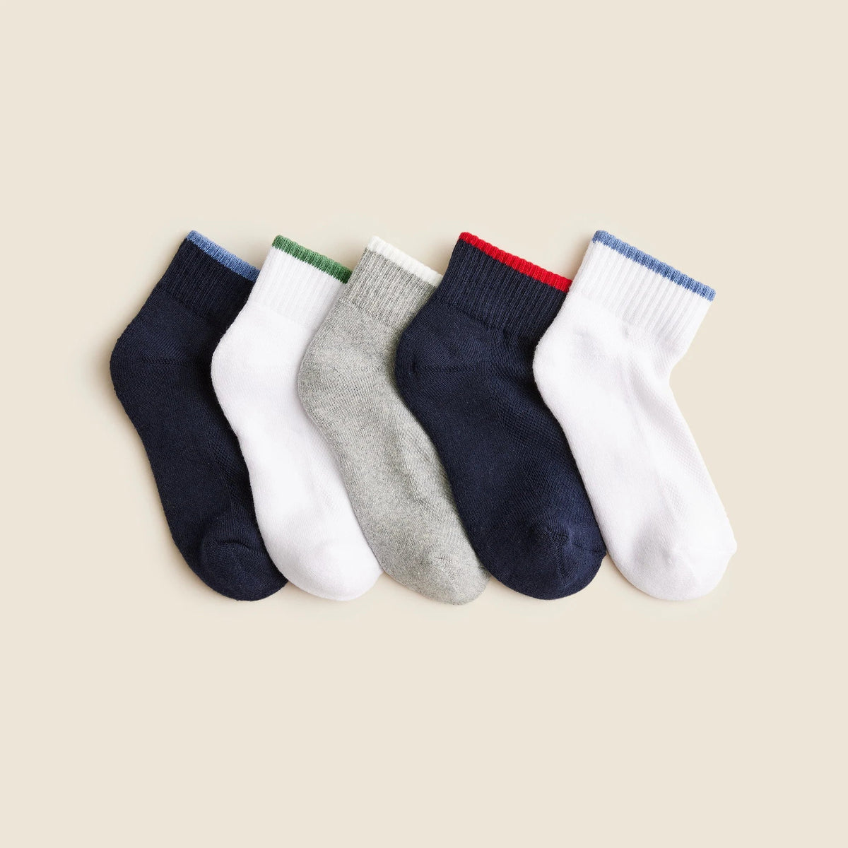 Boys' athletic ankle socks five-pack