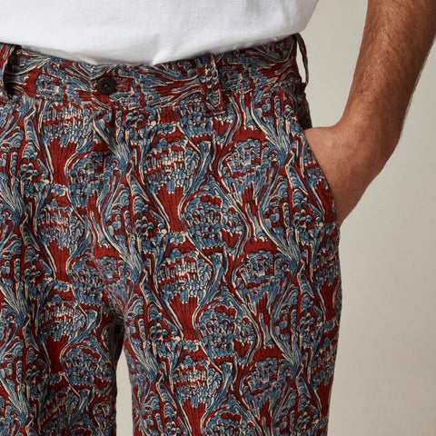 Classic-fit linen trouser in print