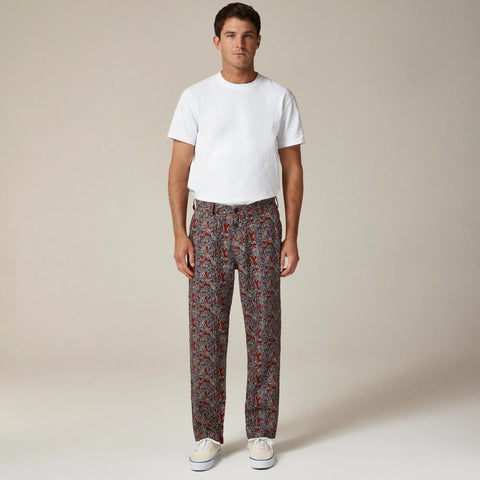 Classic-fit linen trouser in print