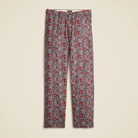 Classic-fit linen trouser in print