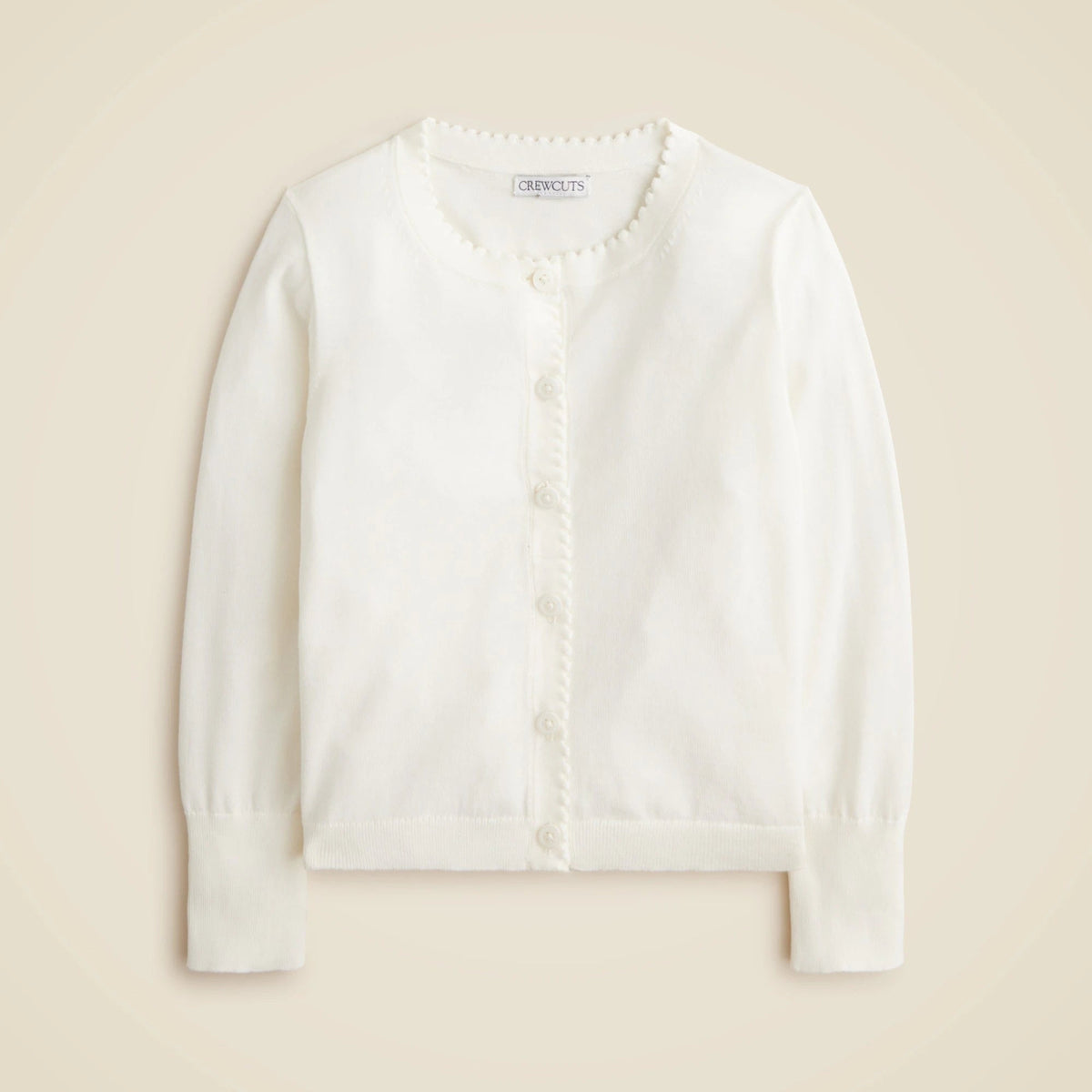 Girls' scalloped lightweight cotton cardigan