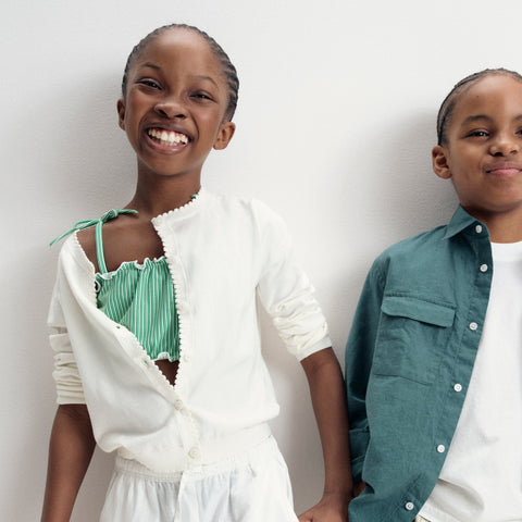 Girls' scalloped lightweight cotton cardigan