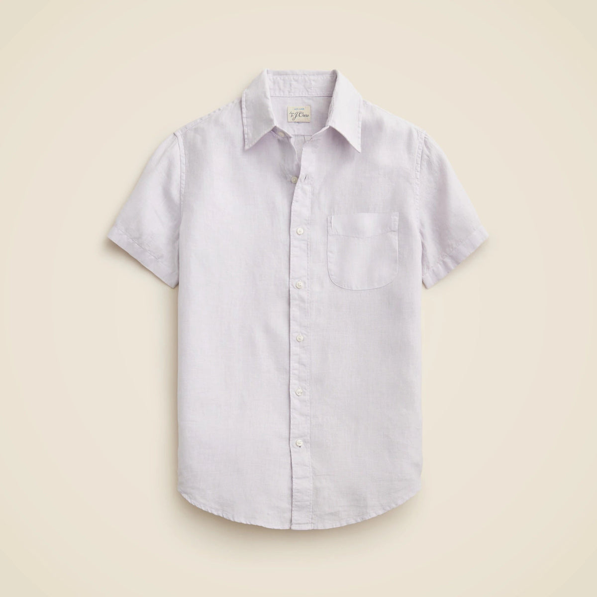 Slim short-sleeve washed linen shirt