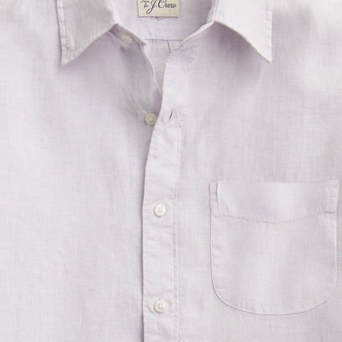 Slim short-sleeve washed linen shirt
