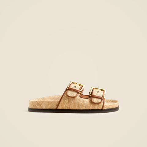 New Colbie wide-strap buckle sandals in faux raffia