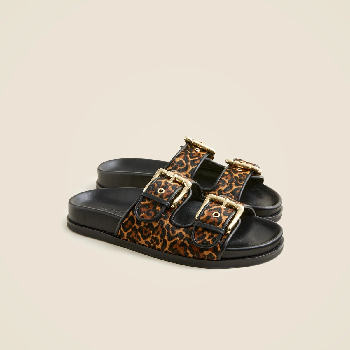 New Colbie wide-strap buckle sandals in leopard-print calf hair