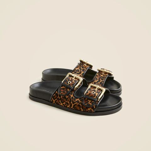 New Colbie wide-strap buckle sandals in leopard-print calf hair