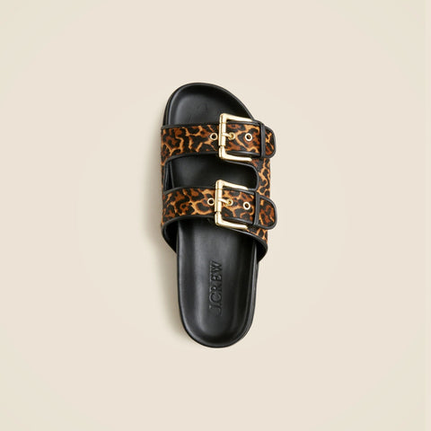 New Colbie wide-strap buckle sandals in leopard-print calf hair