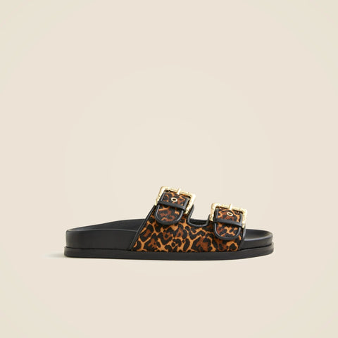 New Colbie wide-strap buckle sandals in leopard-print calf hair