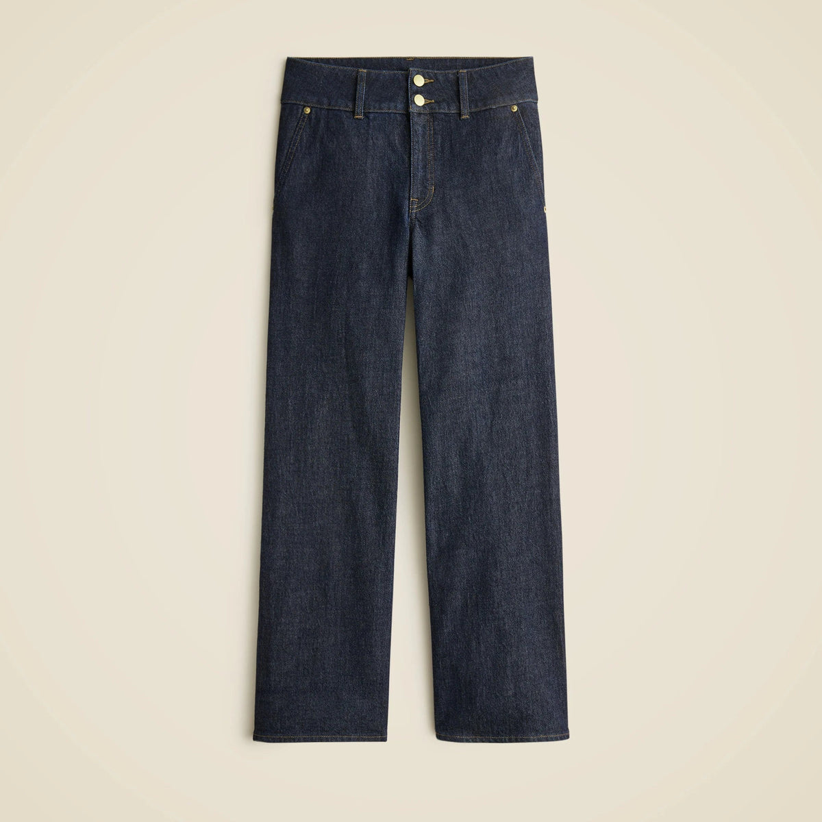 Slim-wide jean with stacked buttons