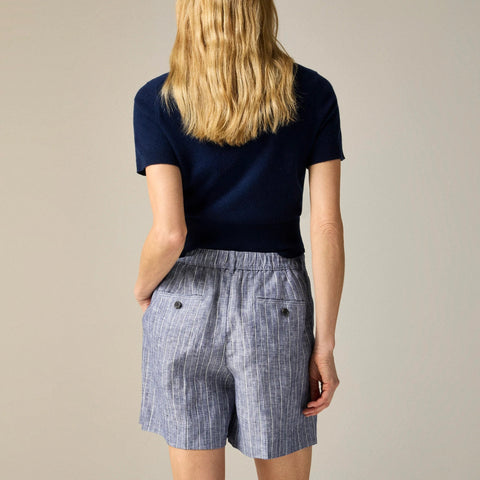 6" Harbor short in striped linen