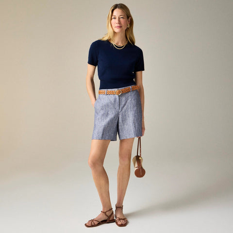 6" Harbor short in striped linen