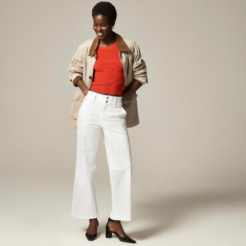 Slim-wide jean with stacked buttons