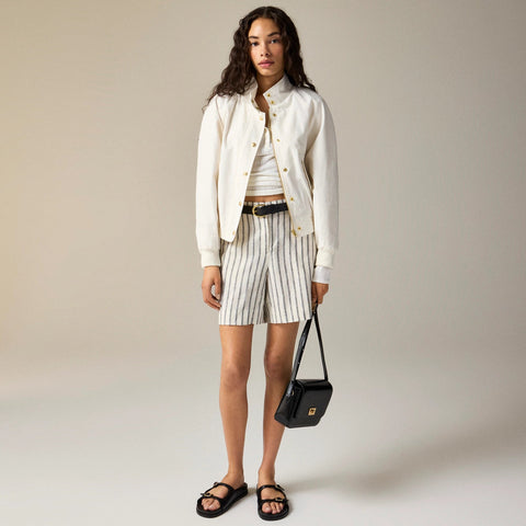 6" Harbor short in striped linen