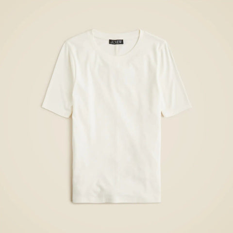 Refined rib elbow-sleeve T-shirt