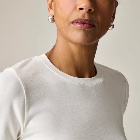 Refined rib elbow-sleeve T-shirt