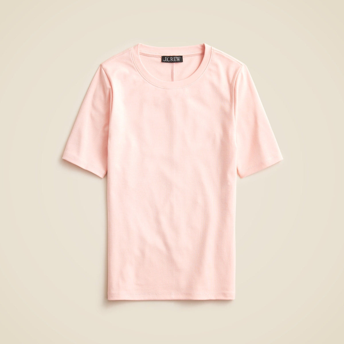 Refined rib elbow-sleeve T-shirt