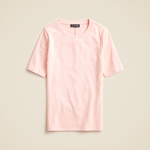 Refined rib elbow-sleeve T-shirt