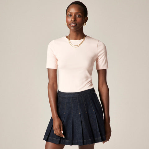 Refined rib elbow-sleeve T-shirt