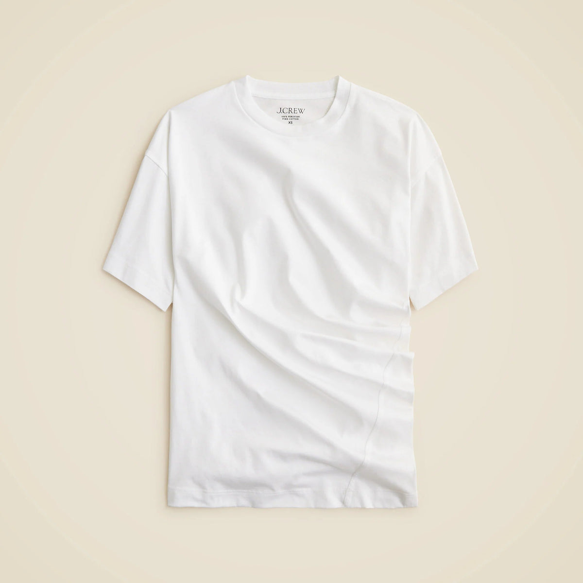Pima cotton asymmetrical ruched T-shirt