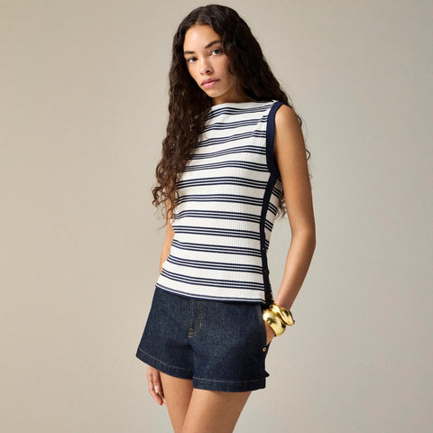 Premium rib side-button top in stripe