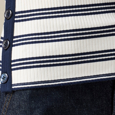 Premium rib side-button top in stripe