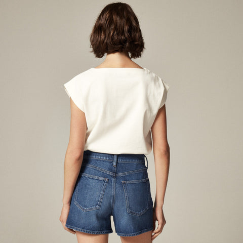 High-rise denim short