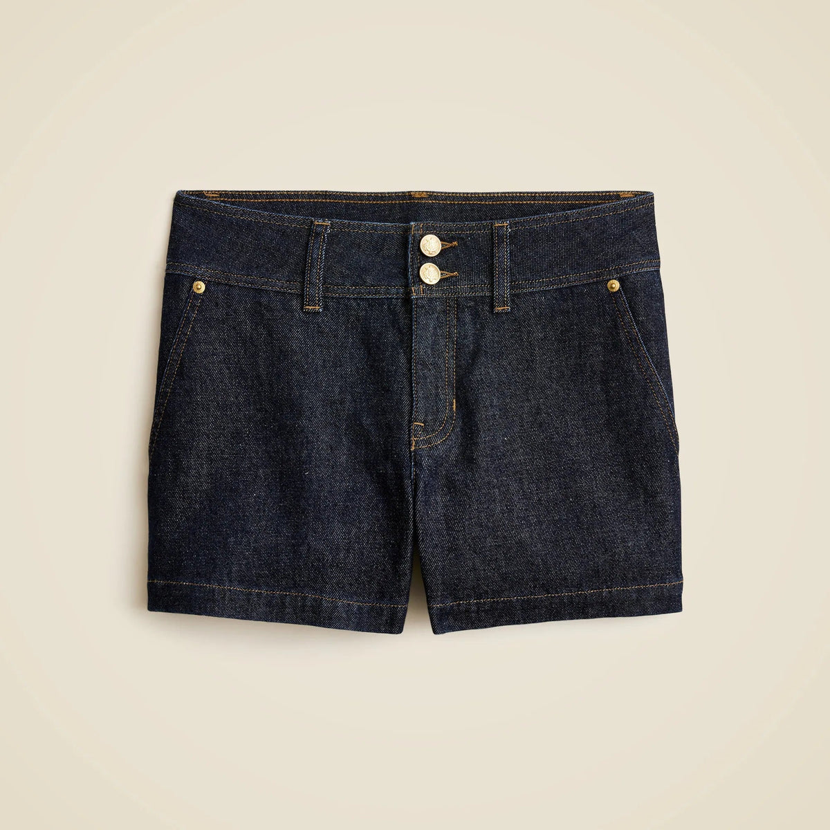 Stacked-button denim short