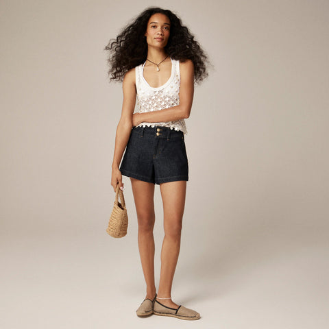 Stacked-button denim short