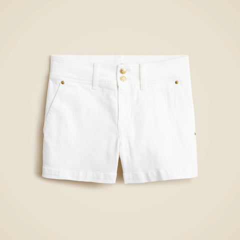 Stacked-button denim short in white