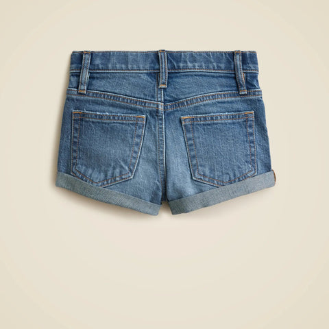 Girls' cuffed denim short in poppy wash