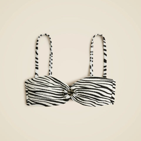 Bandeau jacquard bikini top with O-ring