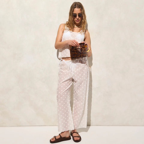 Scoopneck tank top with pom-poms