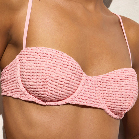 Crochet balconette underwire bikini top