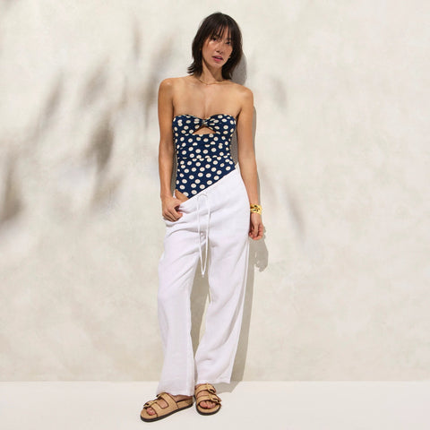 Gemma ruched bandeau cutout one-piece