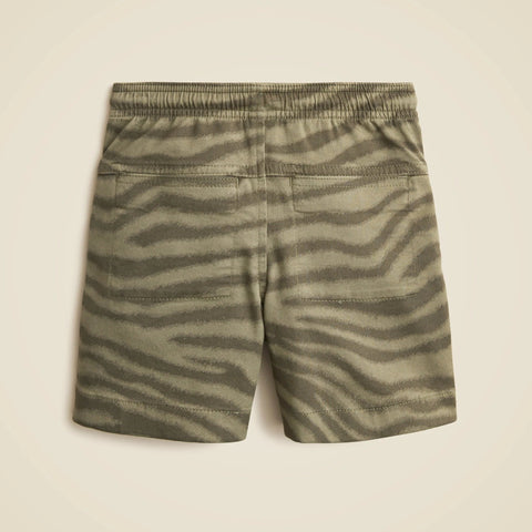 Boys' pull-on short in zebra-print stretch chino