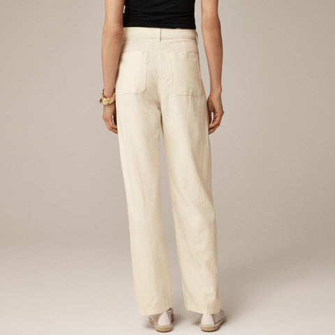Relaxed barrel-leg pant in linen blend