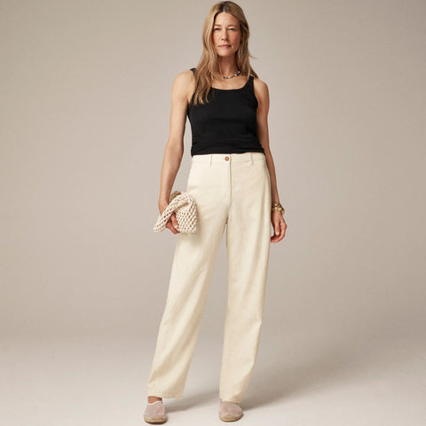 Relaxed barrel-leg pant in linen blend