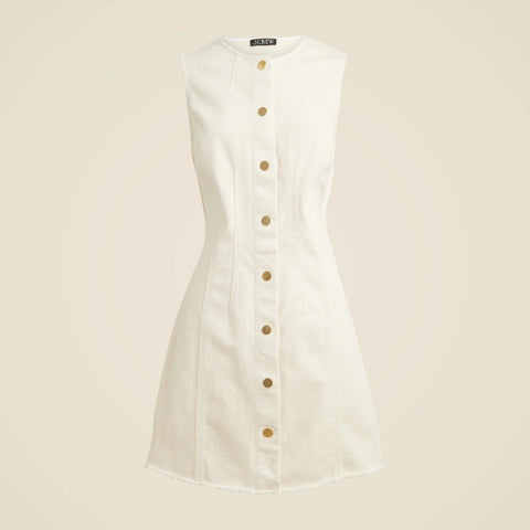 Seamed denim mini dress in ecru